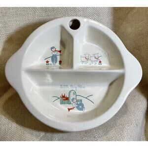 Vintage 1948 EXCELLO Little Boy Blue ceramic warming divided children’s dish